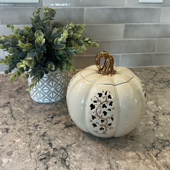 Lenox Other - NWOT Lenox Pierced Pumpkin Vintage Votive in Ivory China